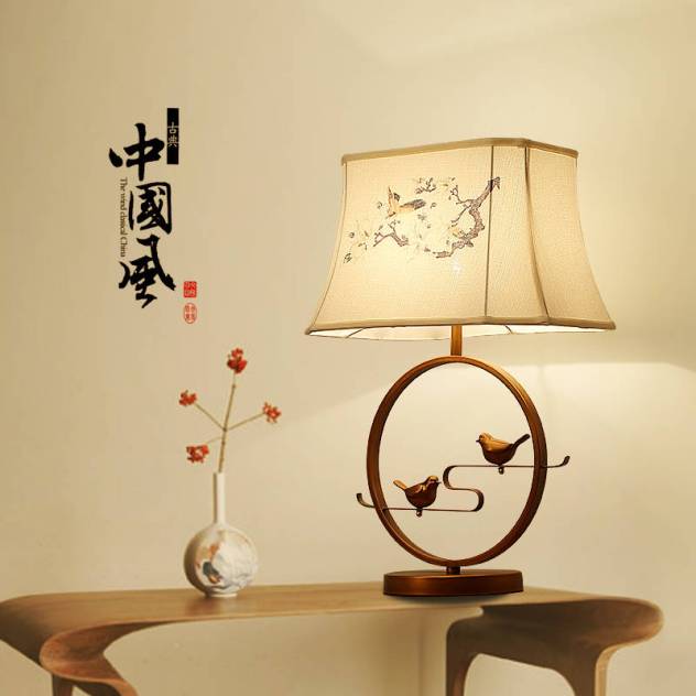 中國(guó)風(fēng)T2001臥室臺(tái)燈 別墅燈飾 廠(chǎng)家定制花鳥(niǎo)圖案